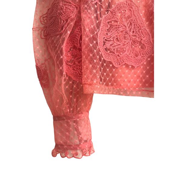 NWT Express Lace Long Sleeve Crew Swiss Dot Cami Pink Sexy Top XS - Picture 11 of 12